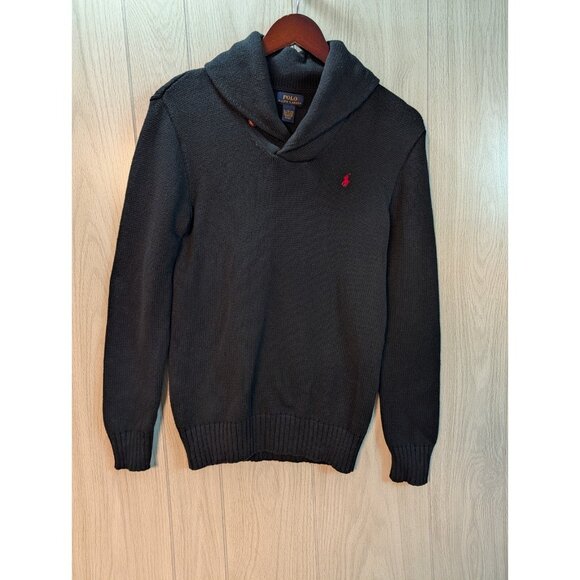 Polo Ralph Lauren Other - Polo Ralph Lauren Boys Black Shawl Collar Button Sweater Size XL 18-20